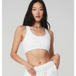 Alo white sweatshirt bra
